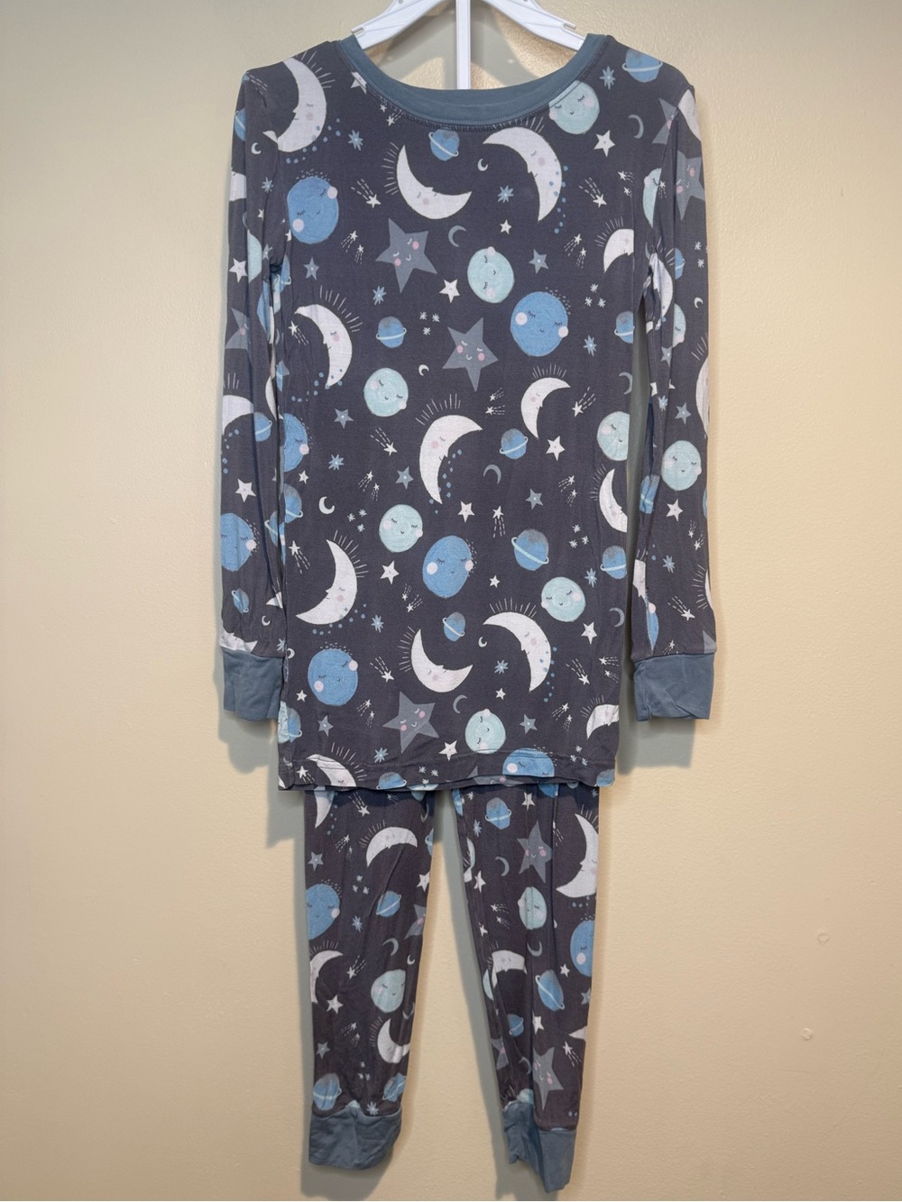 Little Sleepies Blue to the Moon & Back Bamboo pajamas size 7/8